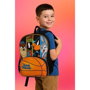 Space Jam Tune Squad Backpack 17" Blue Basketball School‎ Bag Looney Tunes Boys